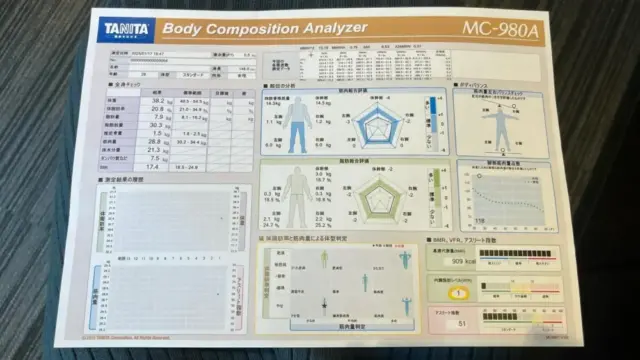 RIZAP銀座店での無料体験時のインボディ測定結果(LYFTOFF編集部RANA)