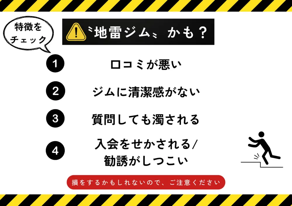 選んではいけない〝地雷パーソナルジム〟の特徴を簡単に図解